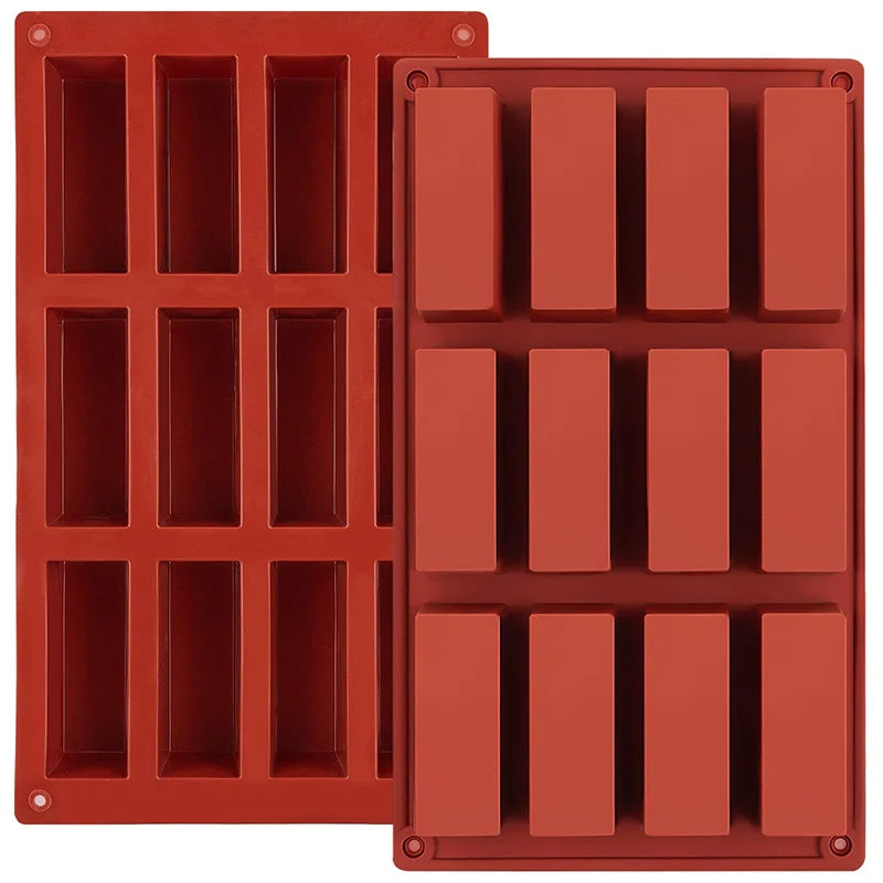 12-Cavity Silicone Mold for Energy Bars, Chocolate, and Pudding