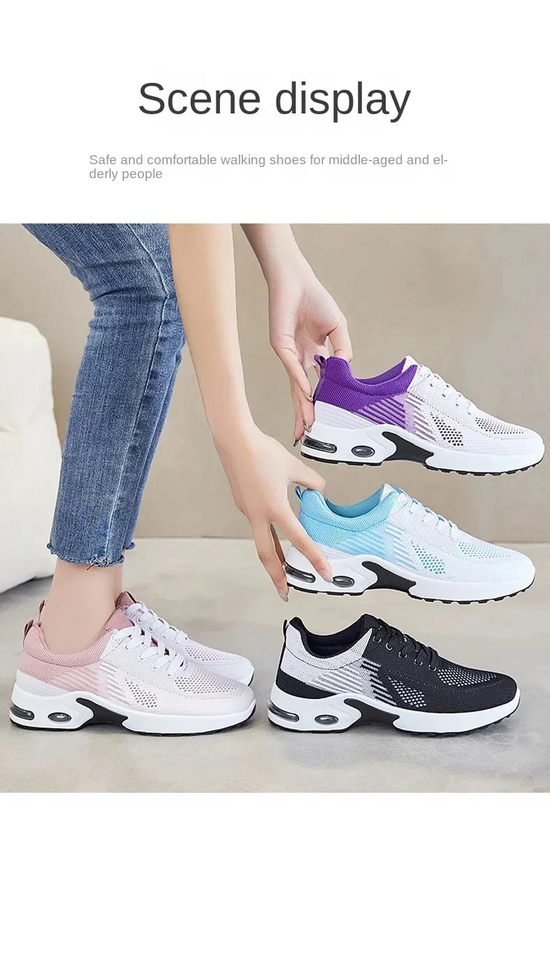 Breathable Lace-up Running Shoes for Women – Air Cushion Athletic Sneakers