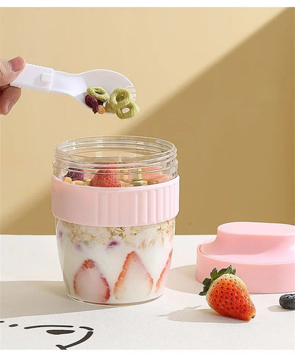 Breakfast Cup with Spoon – Portable Food Storage for Oatmeal & Snacks