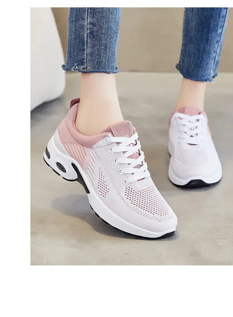 Breathable Lace-up Running Shoes for Women – Air Cushion Athletic Sneakers