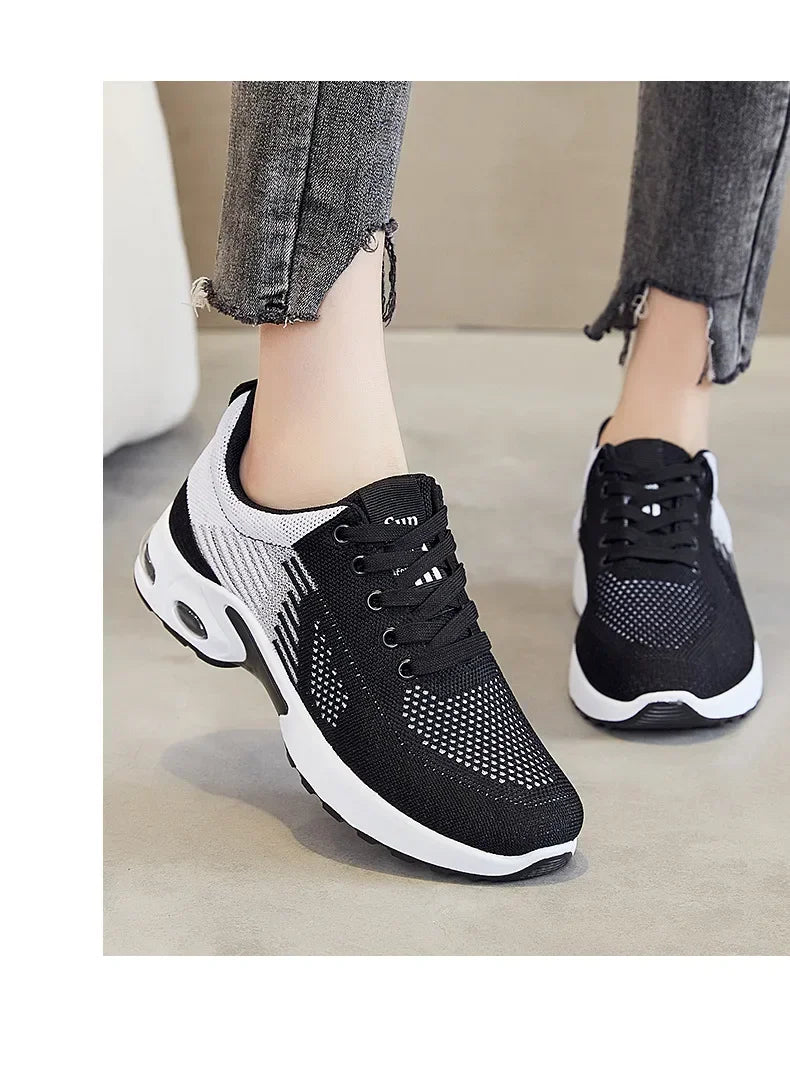 Breathable Lace-up Running Shoes for Women – Air Cushion Athletic Sneakers