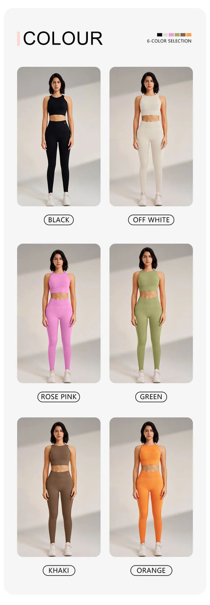 Women's Seamless Yoga Clothing Set: High-Waisted Leggings & Top