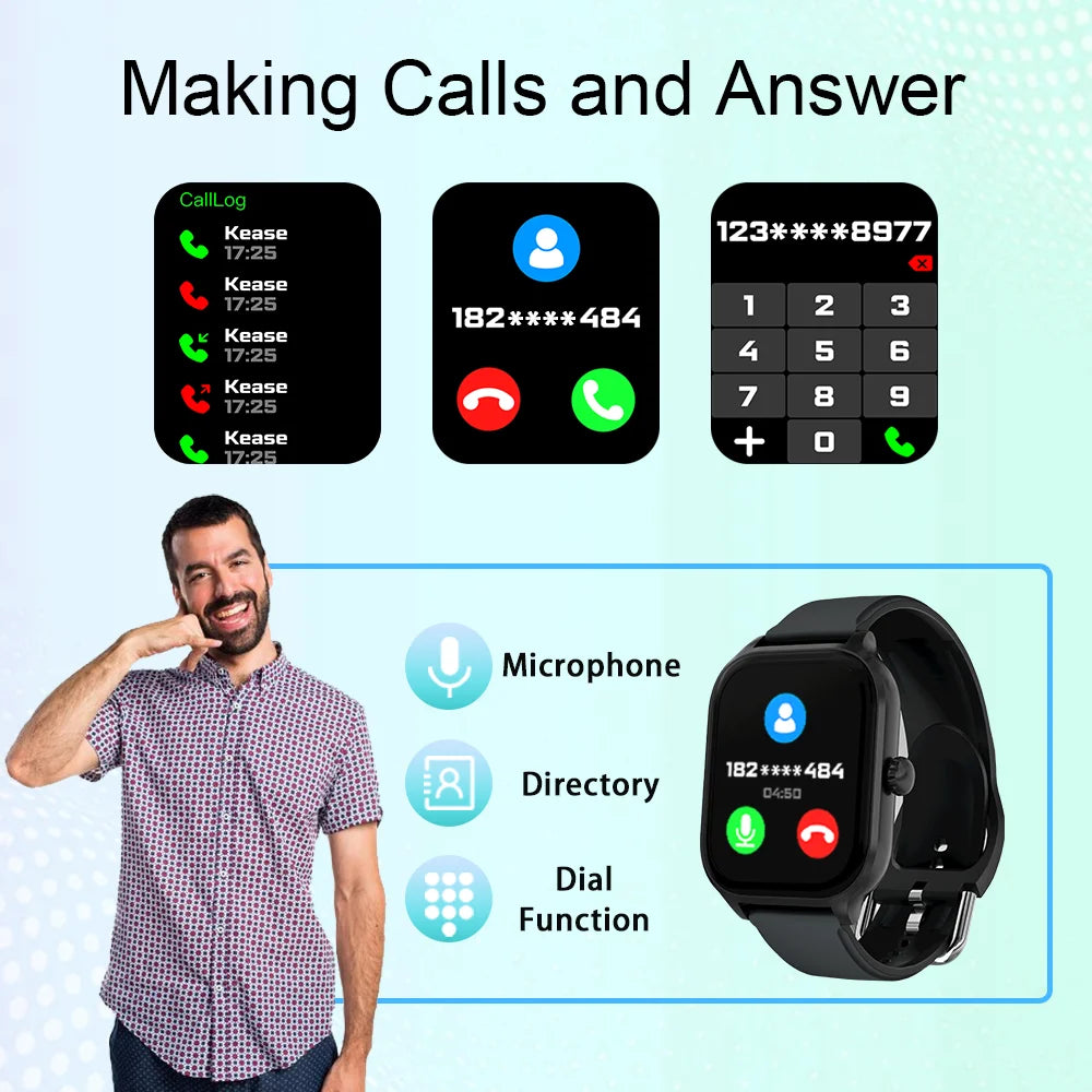 Smartwatch with Call Answering, Heart Rate & Calorie Tracking