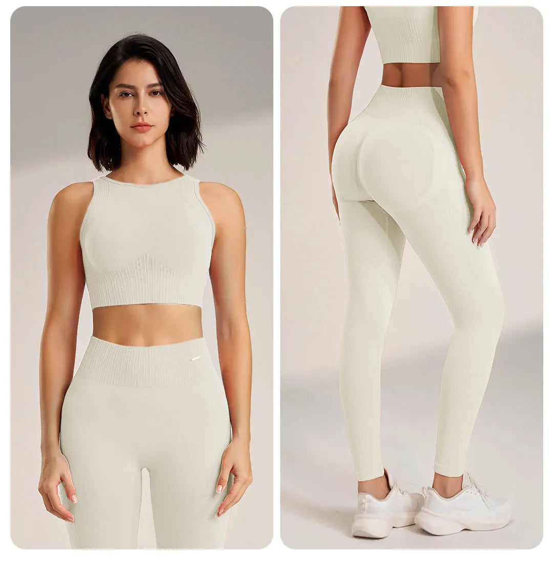 Women's Seamless Yoga Clothing Set: High-Waisted Leggings & Top