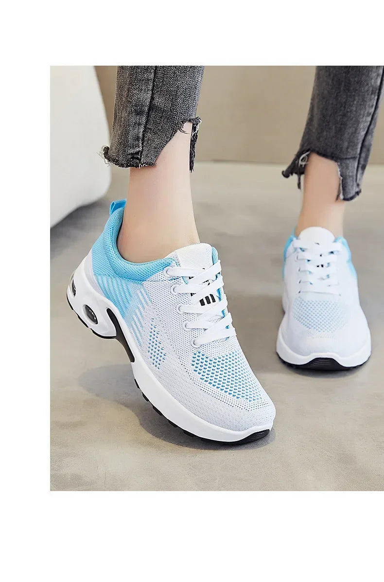 Breathable Lace-up Running Shoes for Women – Air Cushion Athletic Sneakers