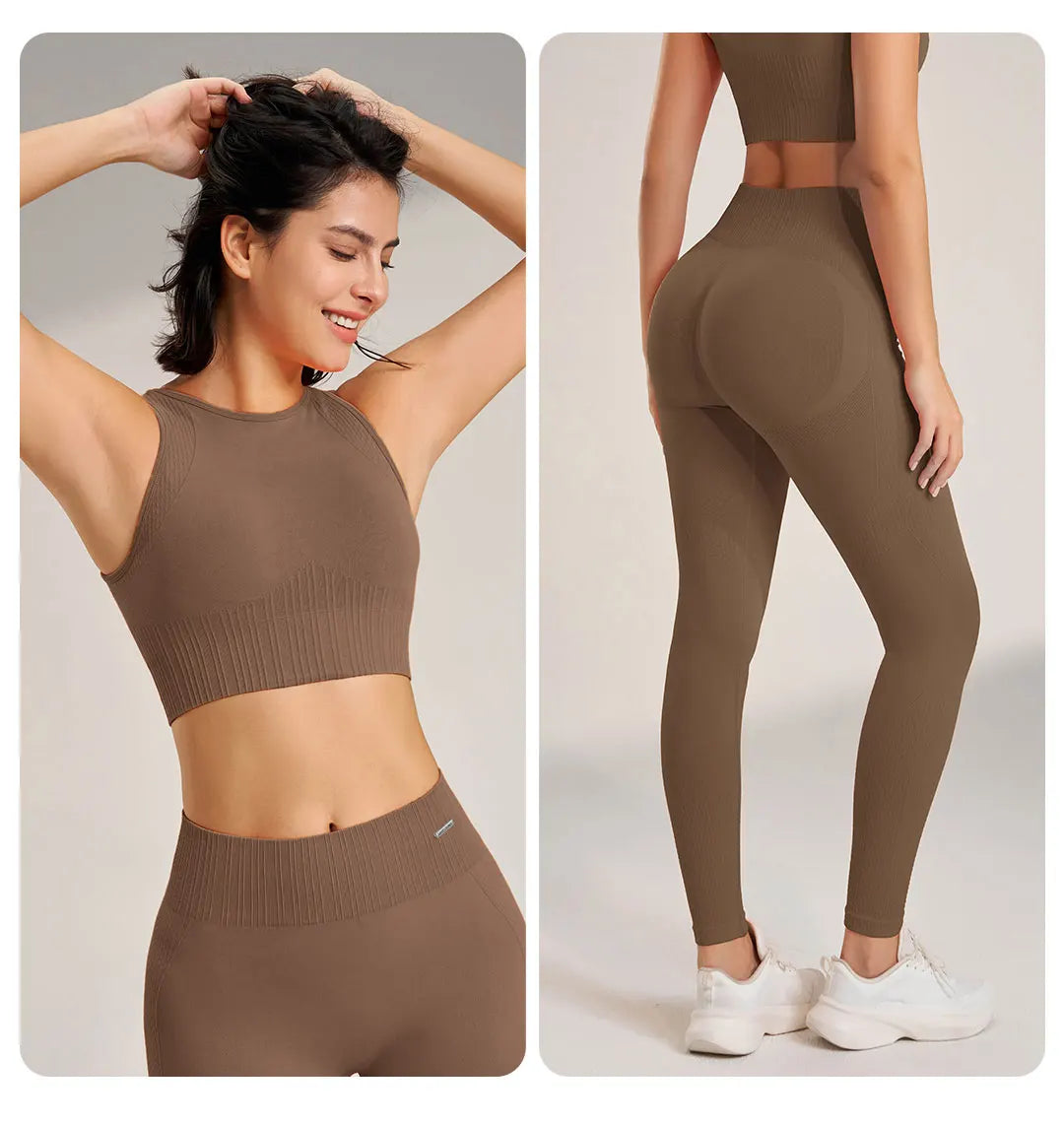 Women's Seamless Yoga Clothing Set: High-Waisted Leggings & Top