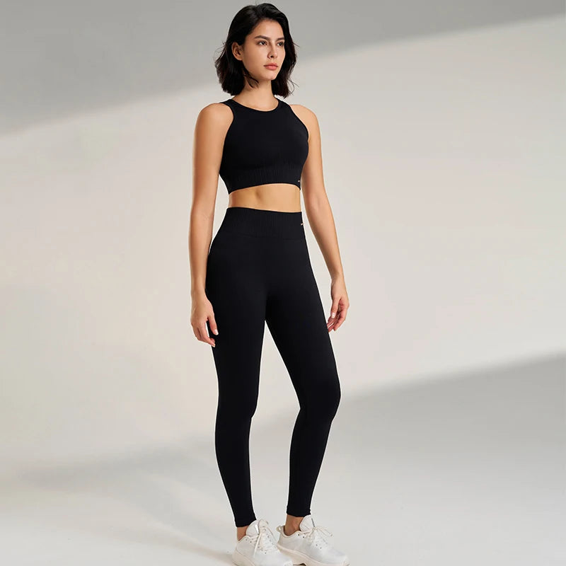 Women's Seamless Yoga Clothing Set: High-Waisted Leggings & Top