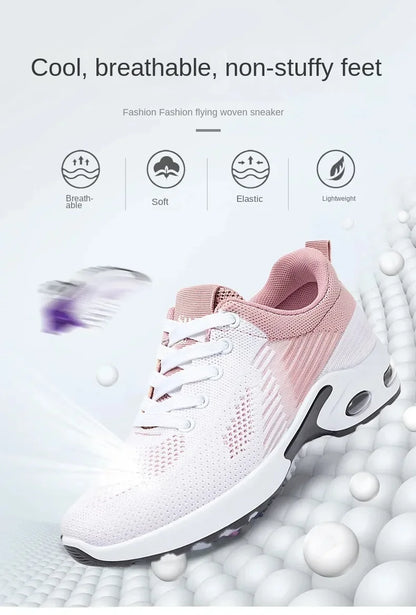 Breathable Lace-up Running Shoes for Women – Air Cushion Athletic Sneakers