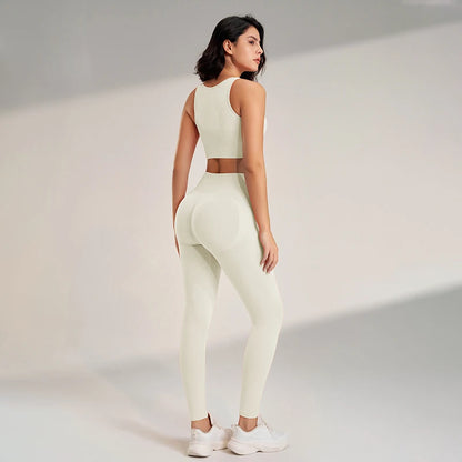 Women's Seamless Yoga Clothing Set: High-Waisted Leggings & Top