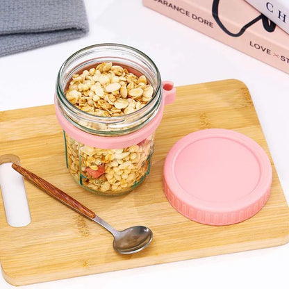 Overnight Oats Container with Lid & Spoon – Portable Food Storage Cup