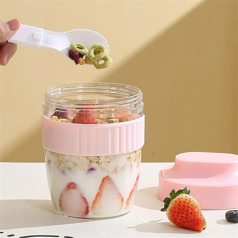 Breakfast Cup with Spoon – Portable Food Storage for Oatmeal & Snacks