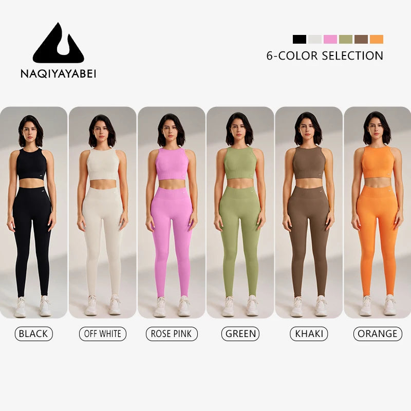 Women's Seamless Yoga Clothing Set: High-Waisted Leggings & Top