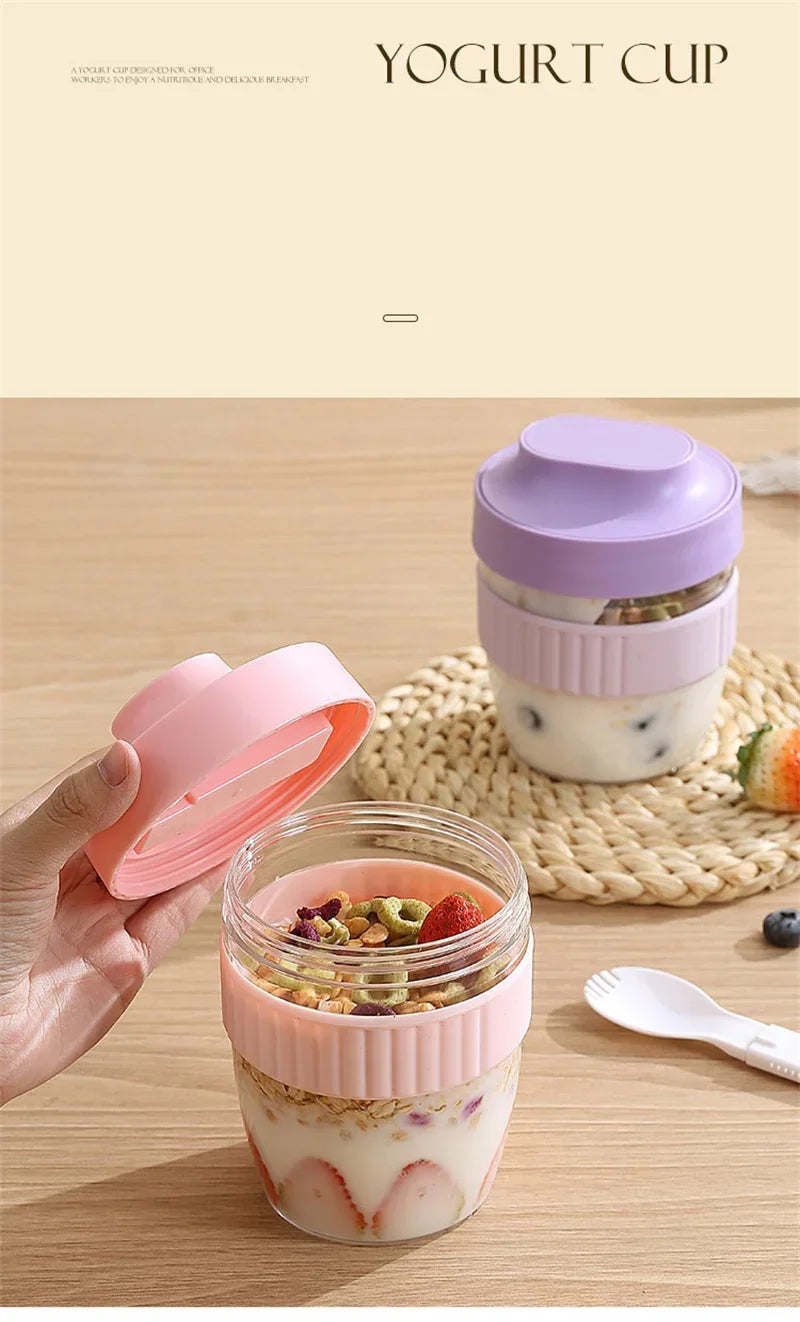 Breakfast Cup with Spoon – Portable Food Storage for Oatmeal & Snacks