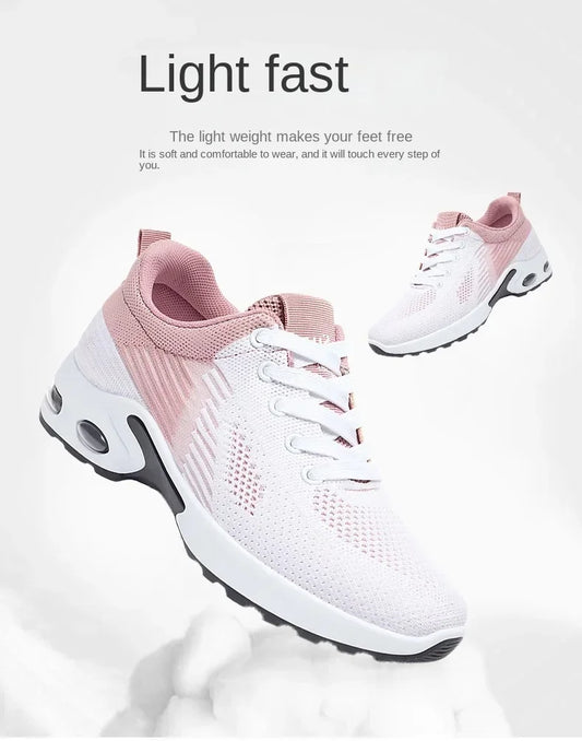 Breathable Lace-up Running Shoes for Women – Air Cushion Athletic Sneakers