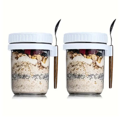 Overnight Oats Container with Lid & Spoon – Portable Food Storage Cup