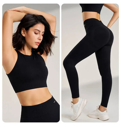 Women's Seamless Yoga Clothing Set: High-Waisted Leggings & Top