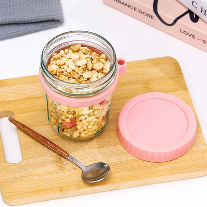 Overnight Oats Container with Lid & Spoon – Portable Food Storage Cup