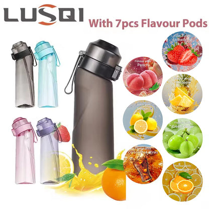 LUSQI Air Flavored Water Bottle with 7 Flavor Rings for Fitness