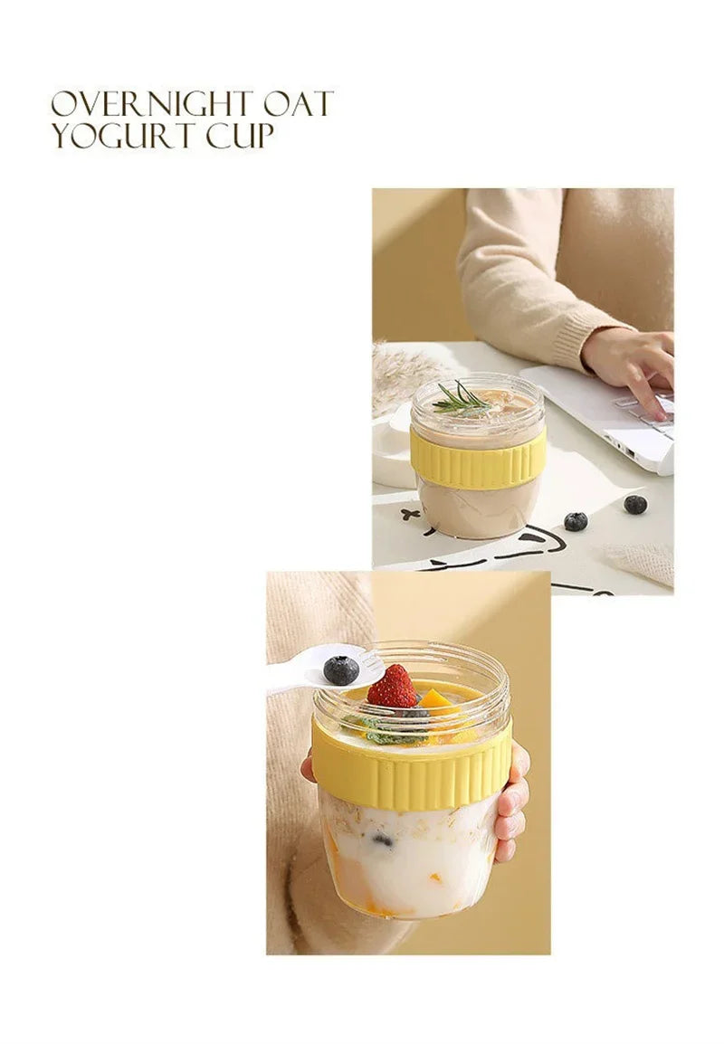 Breakfast Cup with Spoon – Portable Food Storage for Oatmeal & Snacks