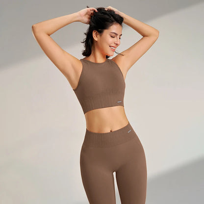 Women's Seamless Yoga Clothing Set: High-Waisted Leggings & Top